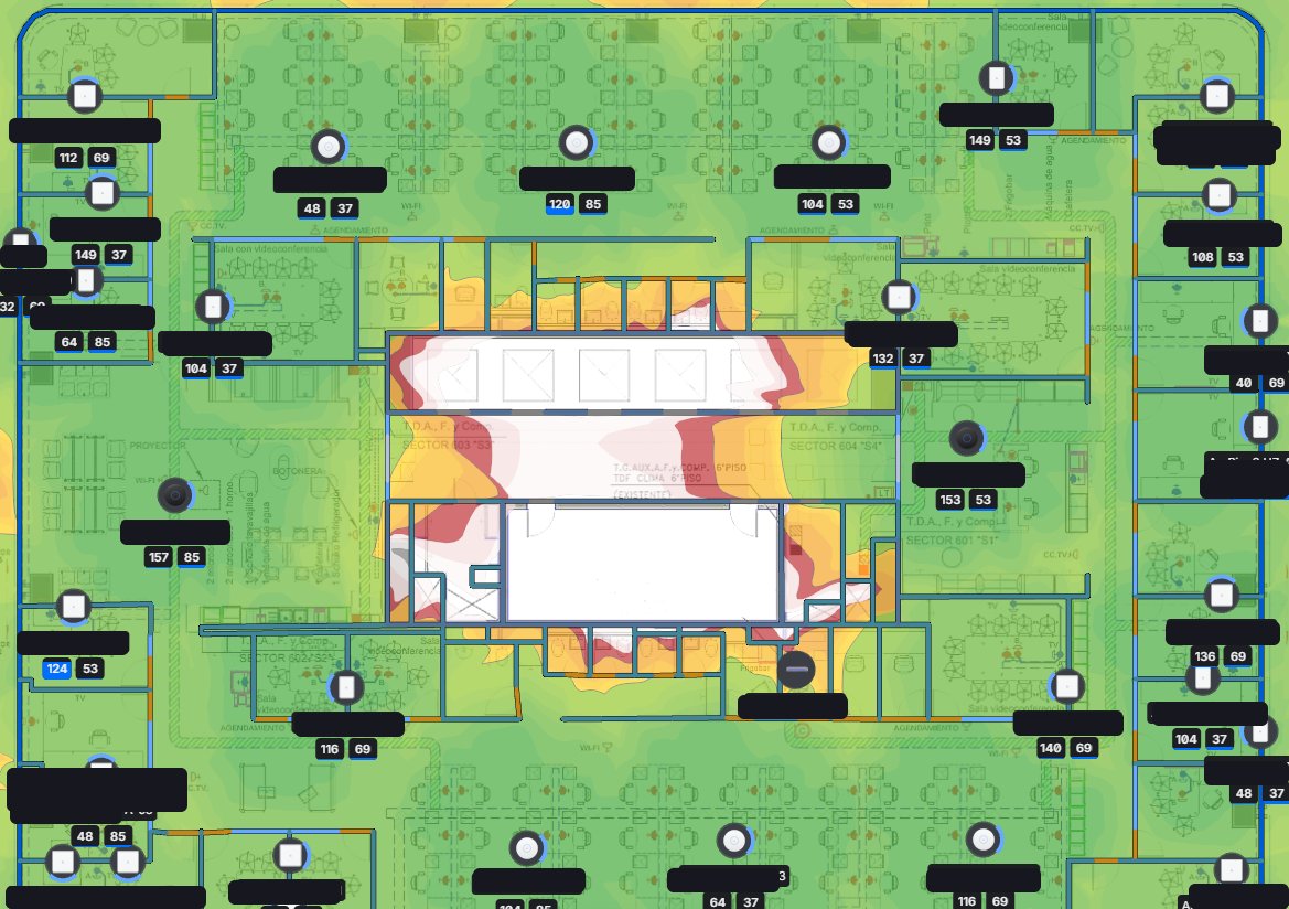 Mapa de calor de cobertura Wi-Fi — Piso 8