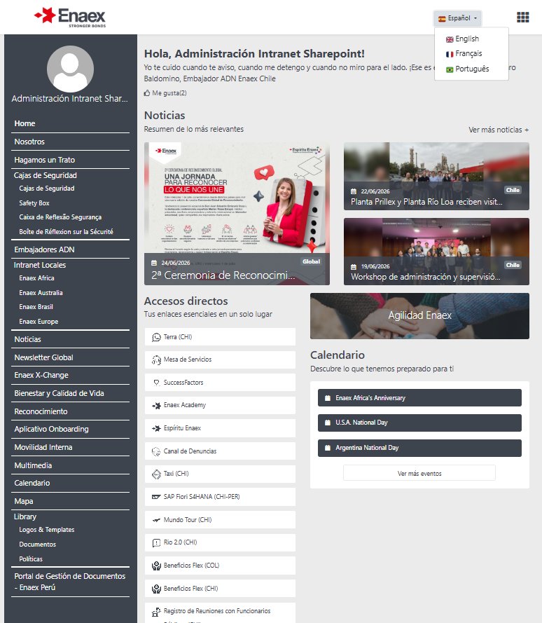 Intranet corporativa global de Enaex en SharePoint